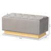 Baxton Studio Powell Glam and Luxe Grey Velvet Fabric and Gold PU Leather Storage Ottoman 175-11236-Zoro